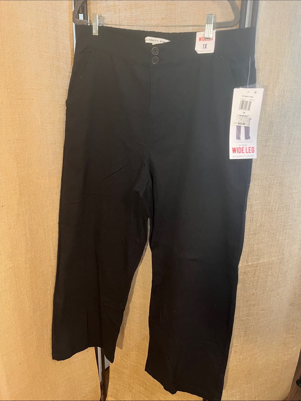 Celebrity Pink Jet Black Hi-Rise Wide Leg Pants